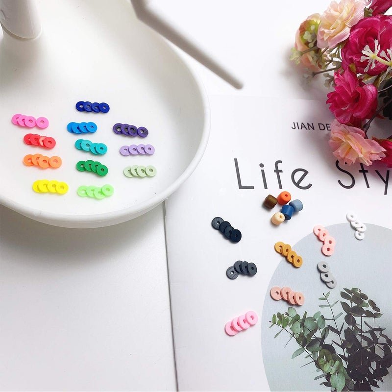 COIRIS 3400 Pcs Vinyl Heishi Beads Environmental Handmade Polymer Clay Spacer 6mm Disk Flat Beads for Surfer Chocker Necklace Bracelet Earrings Jewelry Making(RT-Pale Pink-6) - Image 5